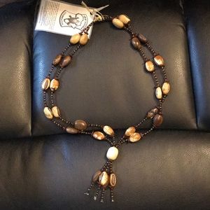 Painted Seed and Bead Necklace - Handmade